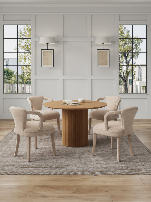 Ensemble de salle a manger chic industriel moderne Hathaway et Palmer 5 pieces en ivoire et naturel