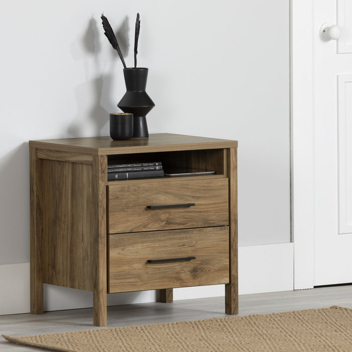 Gravity Table De Chevet 2 Tiroirs - Manguier Naturel