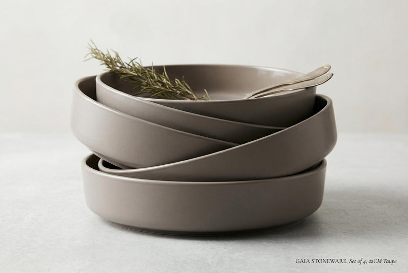 Ensemble de 4 bols de gourmet Gaia, Bols a pates et a salade en gres de 22 cm (8,6 po)