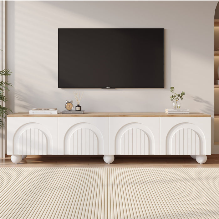 Nathan meuble TV – meuble avec 4 portes et grand espace de rangement, blanc