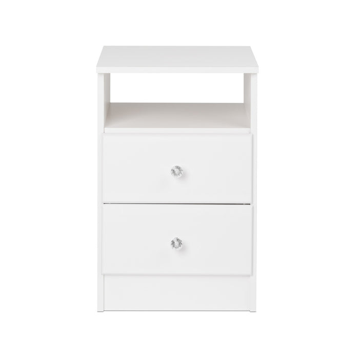 Table de nuit Astrid à 2 tiroirs pour enfants - blanche