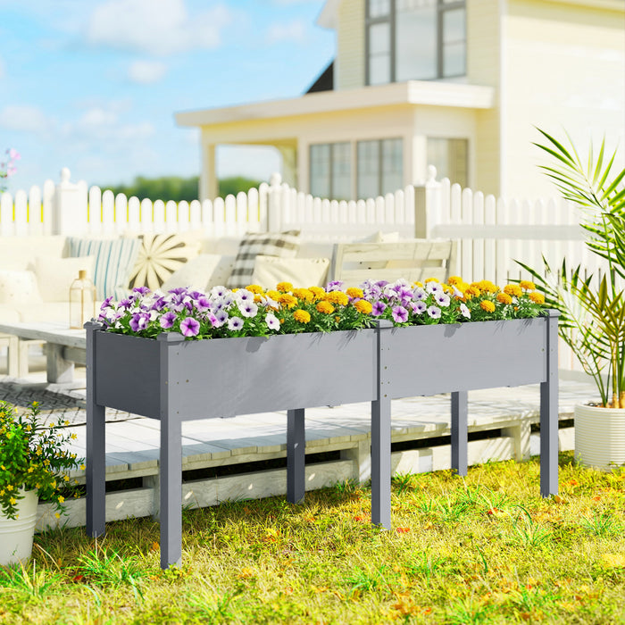 Outsunny Jardiniere Surelevee en Bois a 2 Niveaux avec Pieds, 60 x 25 x 70 cm