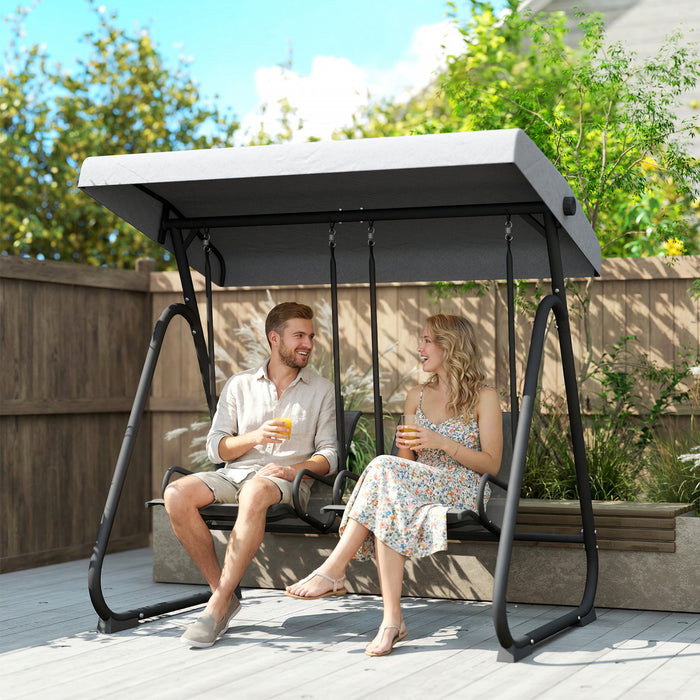 Outsunny Balancoire de Jardin avec Auvent Reglable a 2 Places, Gris