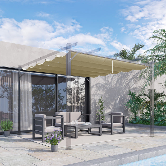 Outsunny Auvent De Pergola Petractable De Remplacement Pour Pergola De 13,1' X 9,8', Remplacement De La Couverture De Pergola, Beige