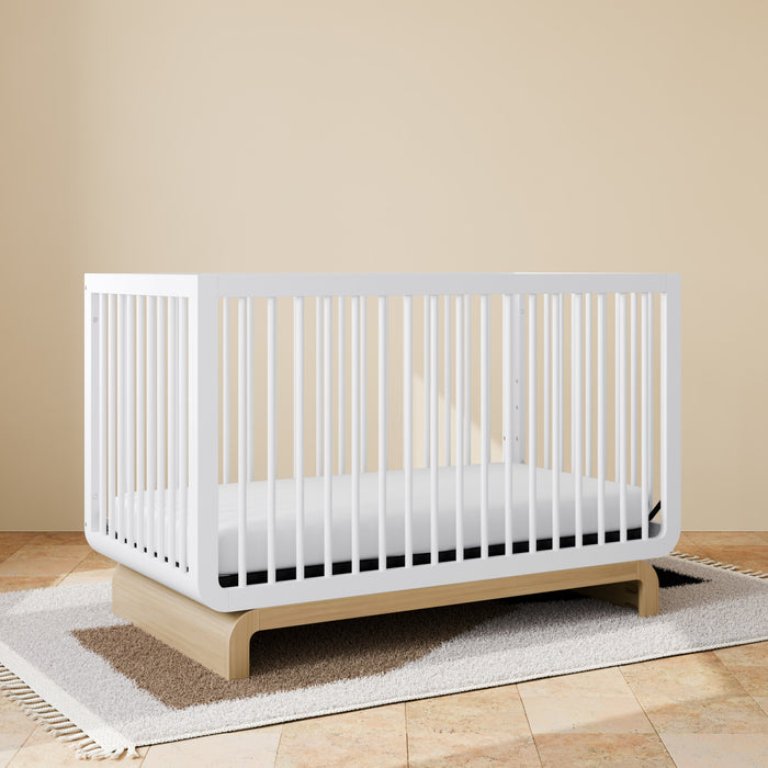 Storkcraft Santorini Lit de bebe convertible 5-en-1 - Blanc avec bois clair