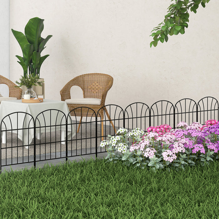 Outsunny Cloture en metal pour bordures de fleurs
