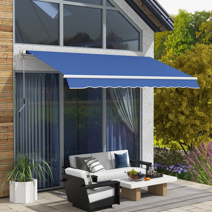 Outsunny Auvent Retractable Manuel Pare-soleil, Bleu Fonce