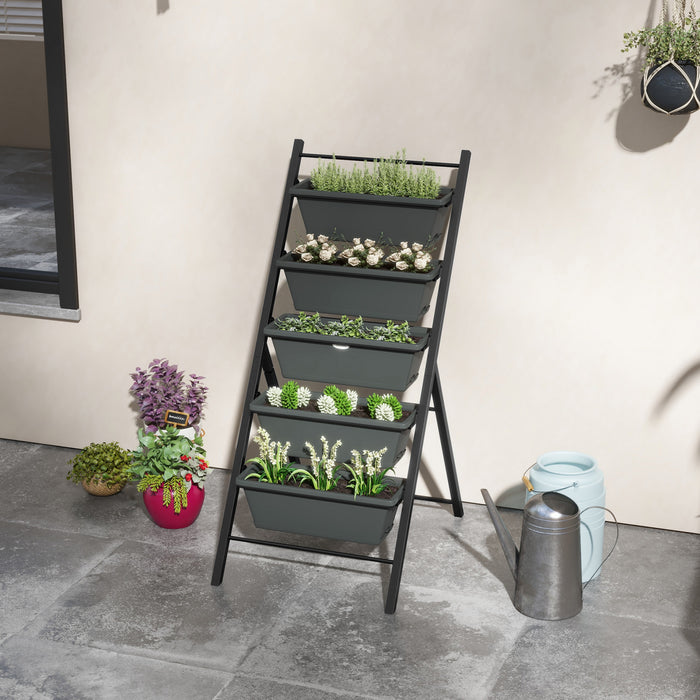 Outsunny Lit De Jardin Sureleve Vertical A 5 Etages, Gris