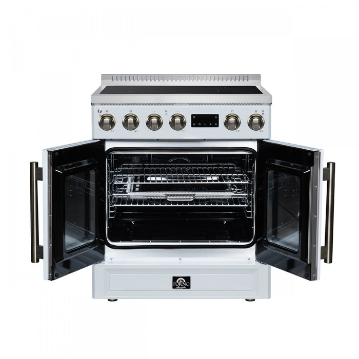 Cuisiniere a induction Torino de 30 po, blanche, avec portes francaises, 4,32 pi³ – FFSIN0950-30WHT