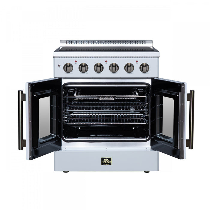 Cuisiniere electrique Galiano de 30 po avec portes francaises, 4 foyers, 4,32 pi³, blanc – FFSEL6917-30WHT