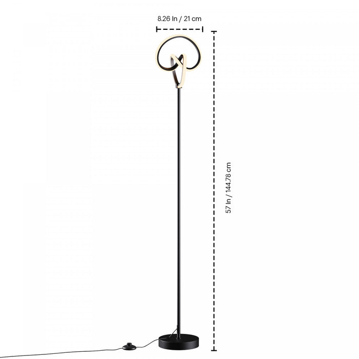 Lampe à pied à conception circulaire tordue à DEL de 58 po noir mat