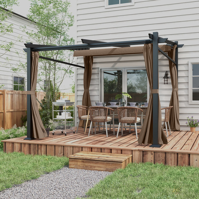Outsunny - Pergola Metallique Avec Toit Coulissant - Auvent De Pergola