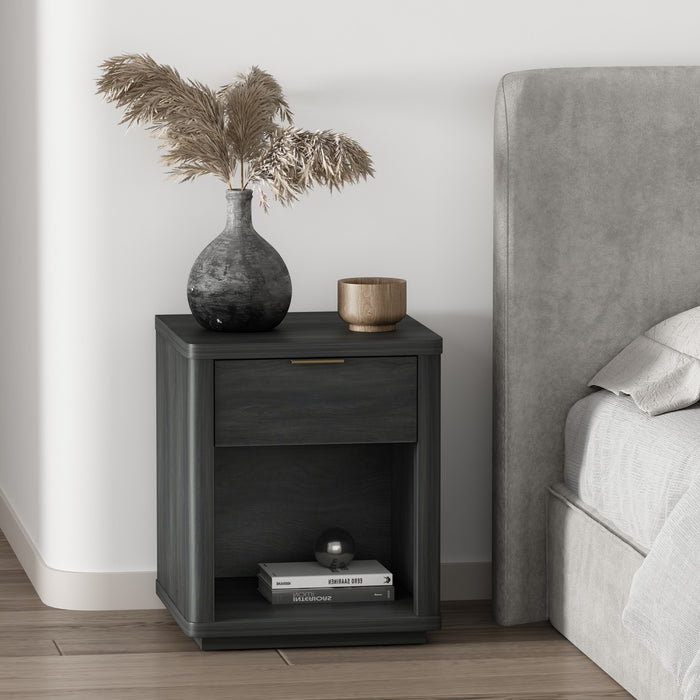 Table de nuit moderne Evelyn 20\" en gris charbon (1 tiroir)