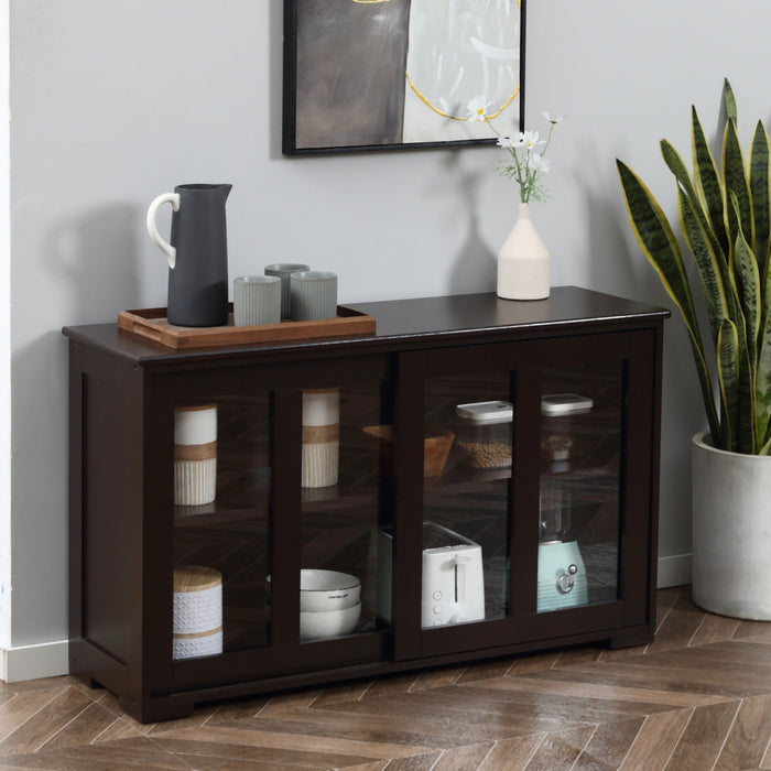 HOMCOM Buffet de cuisine modulable avec porte coulissante vitree