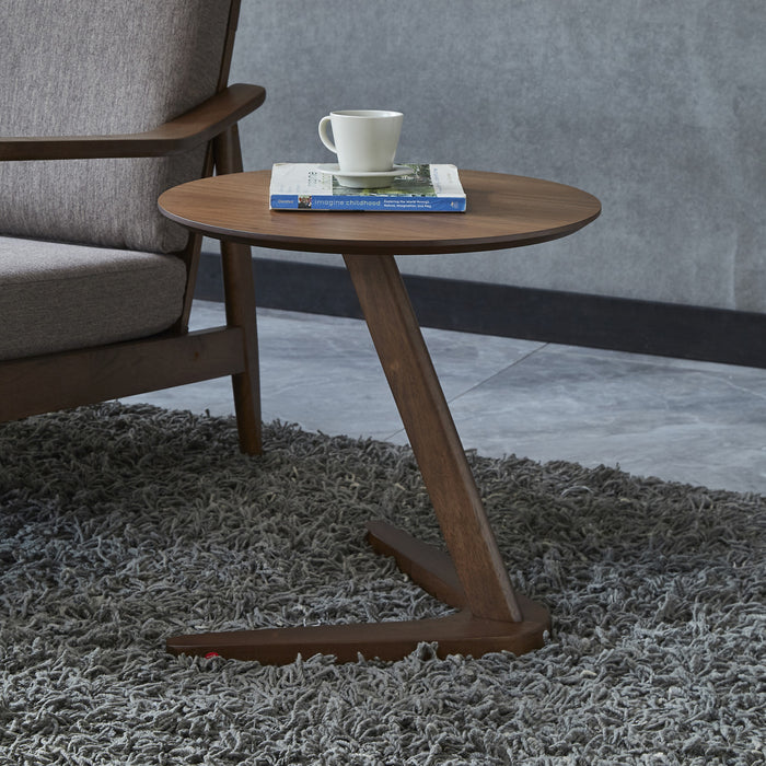 Table D’appoint Logan Au Design En Z Peu Encombrant En Bois D’hévéa -  Fini Noyer