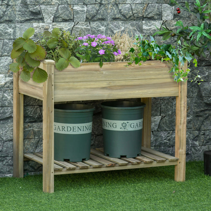 Outsunny Bac de plantation sureleve avec etagere de rangement, vert