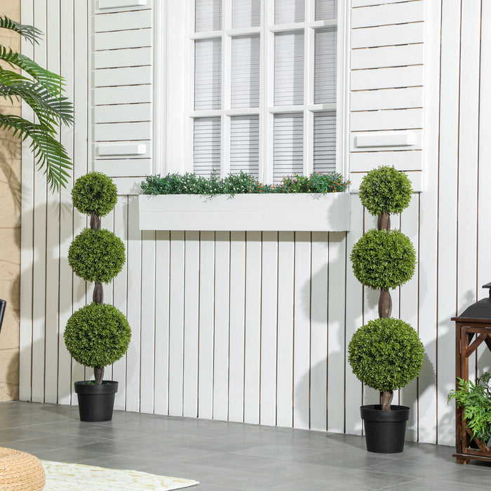 HOMCOM Lot de 2 Plantes Artificielles Decoratives en Buis avec Pots, 45.3\"