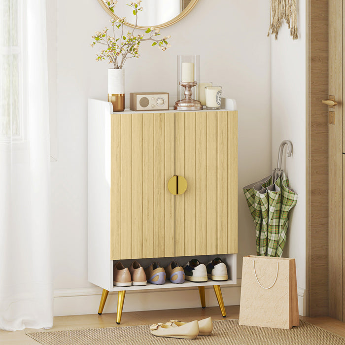 HOMCOM Armoire a chaussures pour 15 paires de chaussures, couleur naturel
