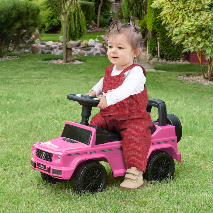 Aosom Voiture Pied Au Sol Pour Bebe Bambin, Poignee De Poussee Glissant Poussette Avec Klaxon, Rangement Sous Siege, Grand Volant, Systeme Anti-renversement, Rose