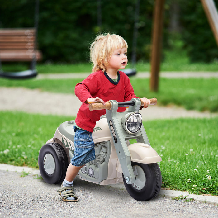 Qaba Voiture Bebe, Voiture A Pousser Pour Les 2 A 5 Ans Avec Musique Et Bulles, Voiture Coulissante Pied Au Sol Pour Les Tout-petits, Blanc Creme