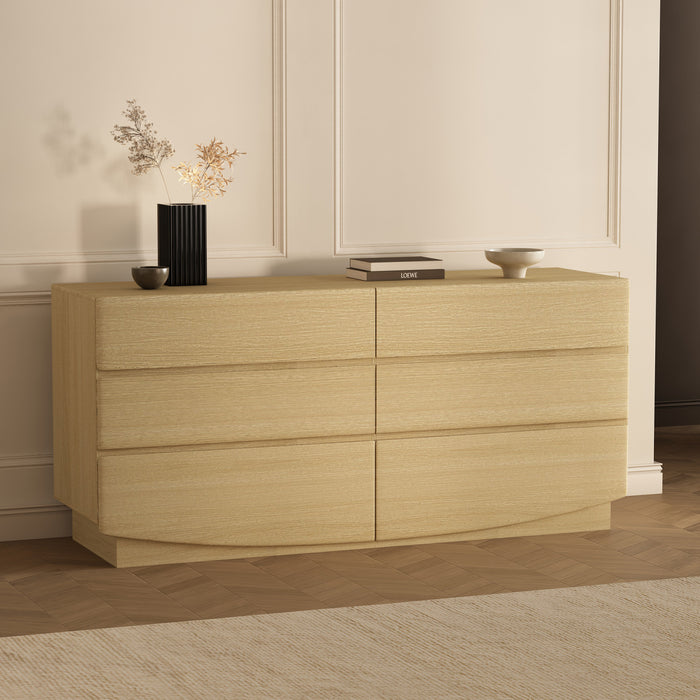 Commode contemporaine Ardea 72\" en chene naturel (6 tiroirs)