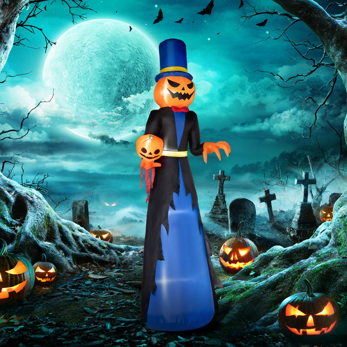 Outsunny Gonflable Faucheuse Tete De Citrouille D'halloween Led De 10 Pi
