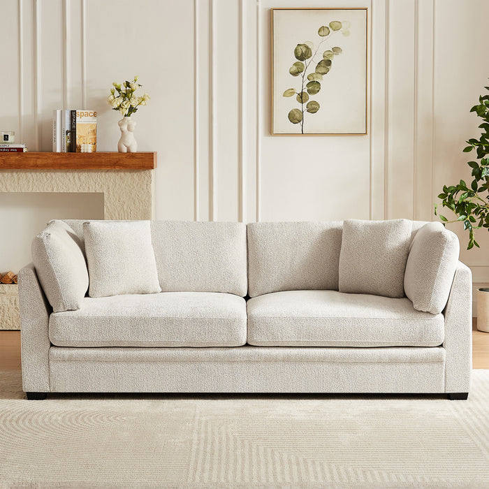 Flare Canape Moderne 83.5 po a Accoudoirs Evases et Coussin Haute Densite, Beige