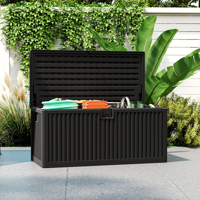 Outsunny Coffre De Rangement Exterieur 136 Gallons Avec Verins A Gaz, Noir