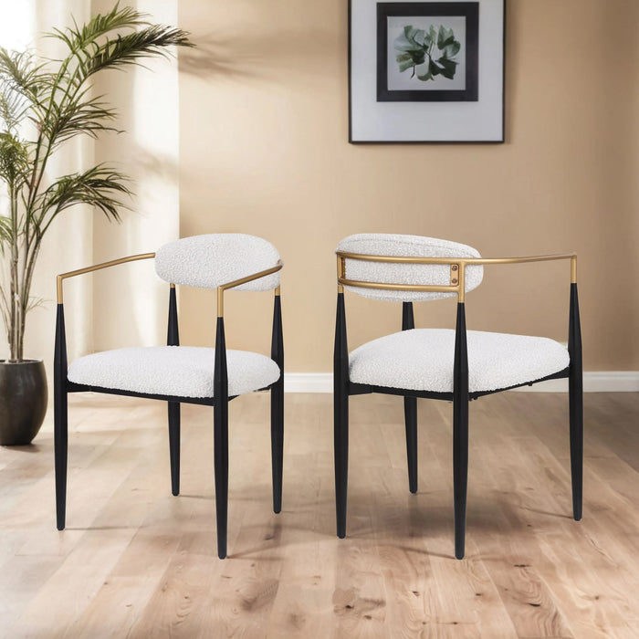 Ensemble De 2 Chaises De Salle A Manger Mila Avec Revêtement En Tissu Et Structure En Metal - Blanc Et Noir