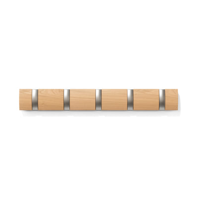 Umbra 5 Flip Wall-Mounted Hooks - Natural|5 crochets muraux Flip de Umbra - naturels