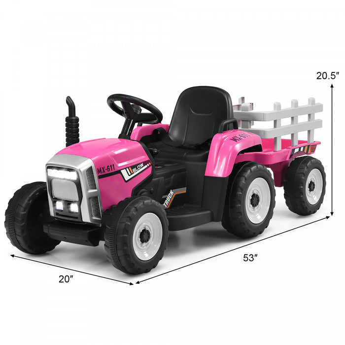 Costway Tracteur A Remorque Electrique 12v Avec Telecommande Et Lumieres Led