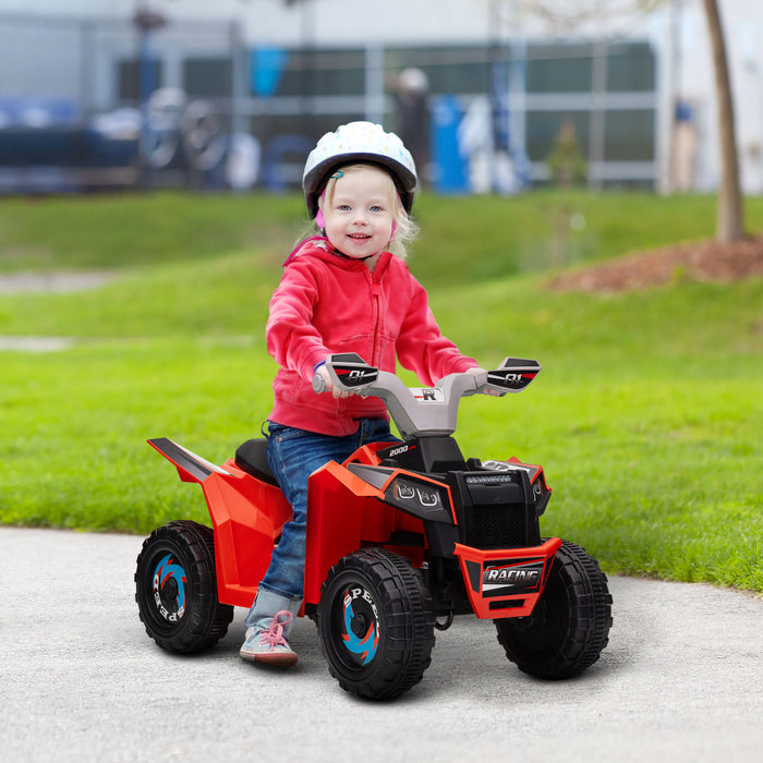 Aosom Kids Atv Quad Car, 6v Four-wheeler For Kids With Forward Backward Function, Wear-resistant Wheels For Toddlers Ages 18-36 Months, Red