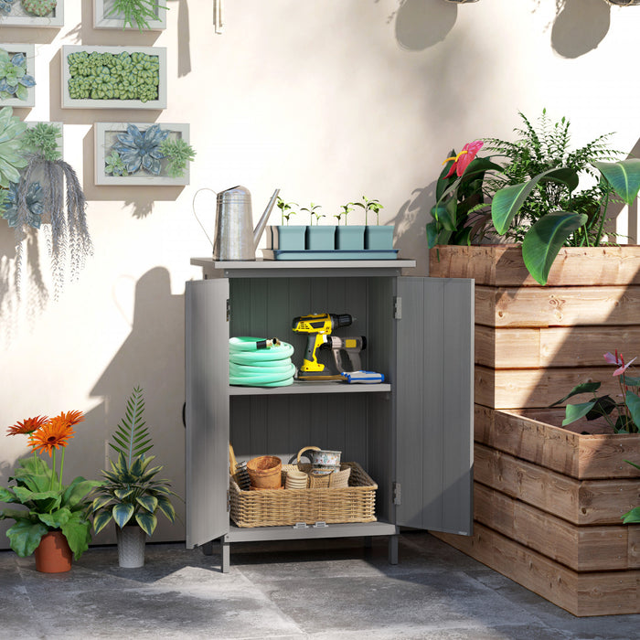 Outsunny Abri A Bois, Abri De Jardin Avec Etageres A 2 Niveaux, Gris