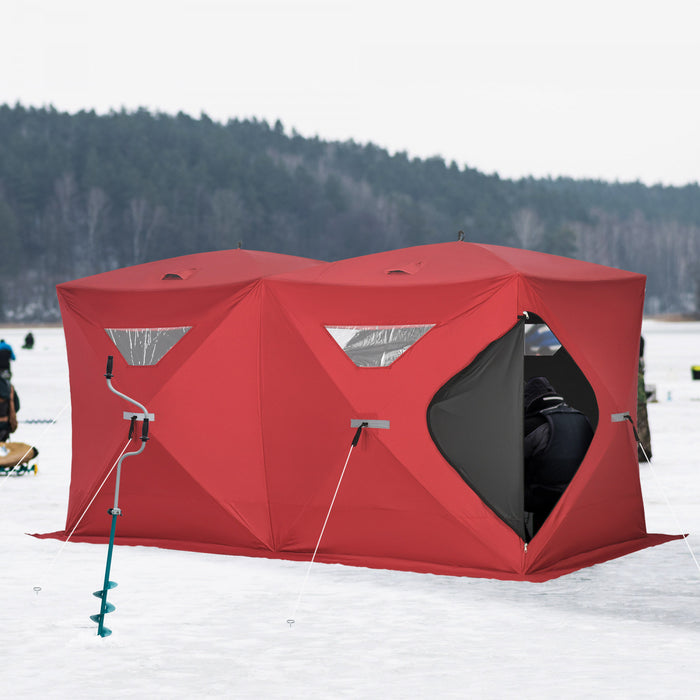 Outsunny Tente De Peche Sur Glace Pour 8 Personnes, Rouge