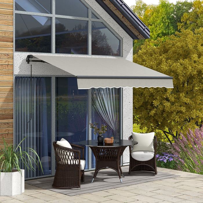 Outsunny 8' X 6,5' Auvent Retractable, Abri Pare-soleil, Gris Clair