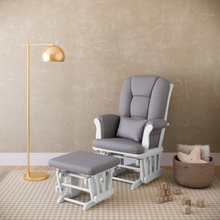 Storkcraft Tuscany Fauteuil bercant et pouf - Blanc avec gris swirl
