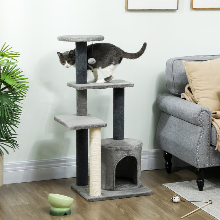 Arbre a Chat Multi-Niveaux Gris Grand 103 cm Haut