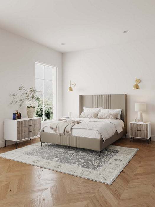 Ensemble moderne de commode 2 pieces Dumbo en gris rustique et blanc