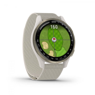 Garmin Approach S50 Amoled Golf Smartwatch - Gps, 43,000 Preloaded Courses | Cream Gold Aluminum Bez|Montre Intelligente De Golf Garmin Approach S50 Amoled - Gps, 43 000 Parcours Precharges | Lunette E