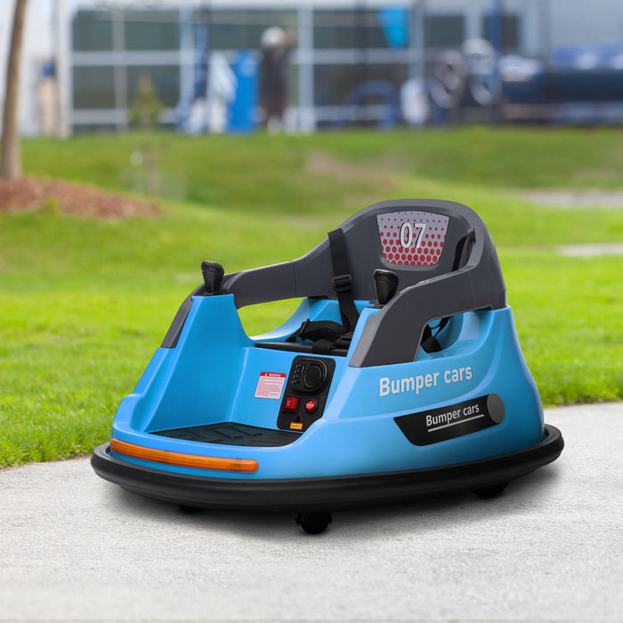 Aosom Auto-tamponneuse 12 V Pour Enfants, Voiture Electrique A Rotation A 360° Avec Telecommande, Ceinture De Securite, Lumieres Led, Musique, Pour Garcons Et Filles Ages De 1,5 A 5 Ans, Bleu