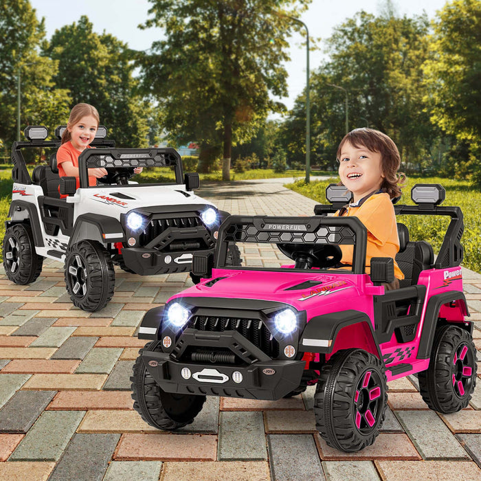 Costway 12v Enfants Roulent Sur Le Camion Avec 2 * 12v Moteurs Suspension De Ressort Et Telecommande Rose