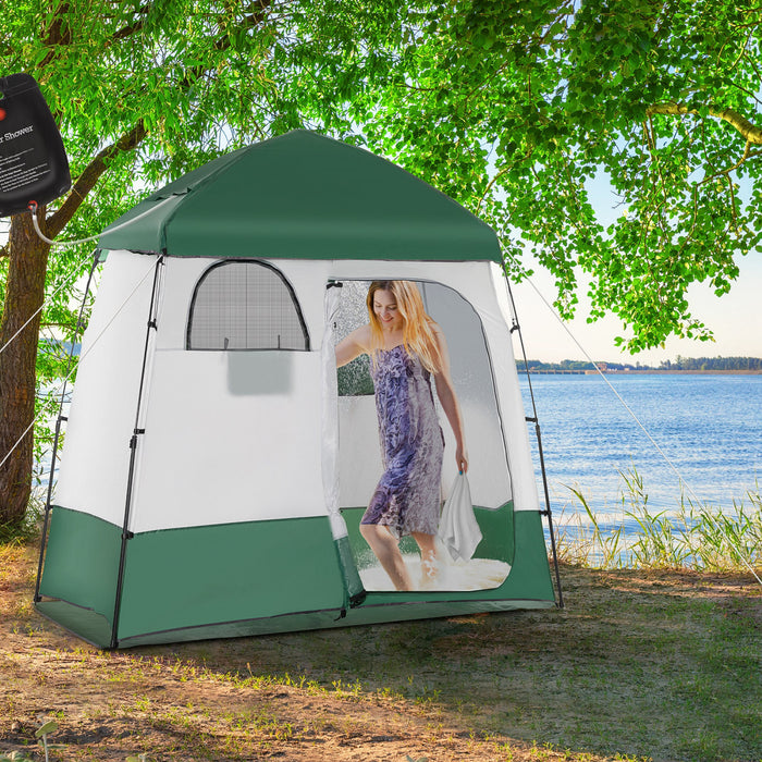 Outsunny Tente De Douche Avec Sac De Douche, Sol, Sac De Transport, Vert