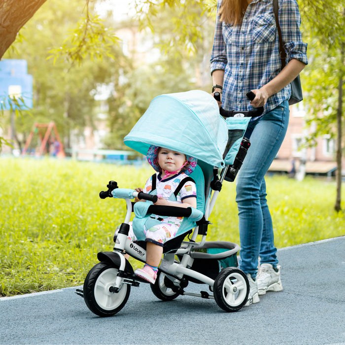 Qaba Tricycle Pour Tout-petits De 1 A 5 Ans Avec Poignee Parentale, Vert