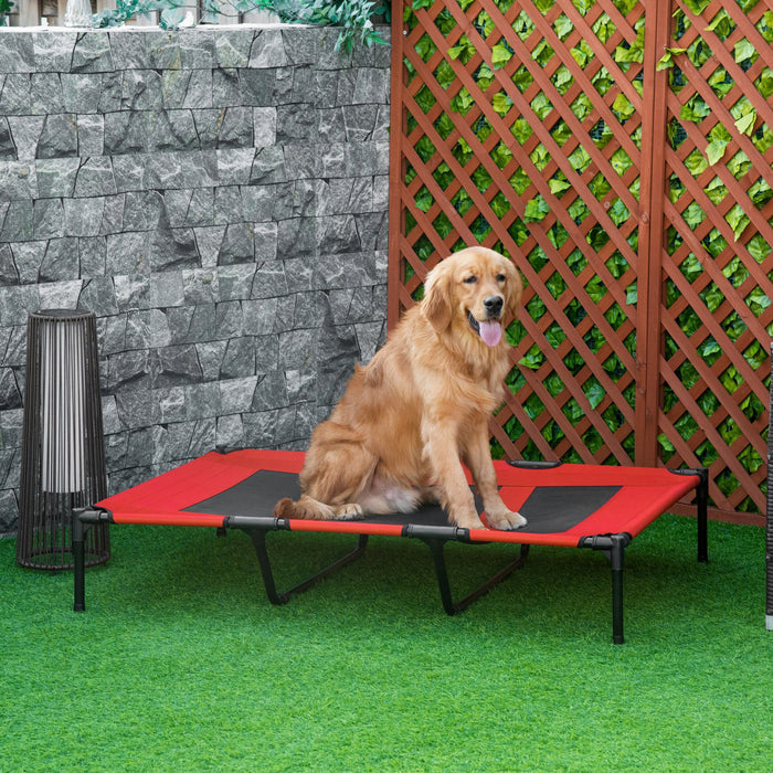 Pawhut D04-069rd Lit Sureleve Pour Chien Avec Sac De Transport Rouge/noir 121,9 X 91,4 X 22,9 Cm