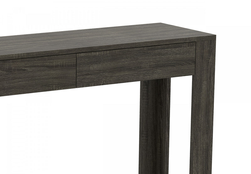 Console de 40 po avec 2 tiroirs et tablette - table de salon gris foncé