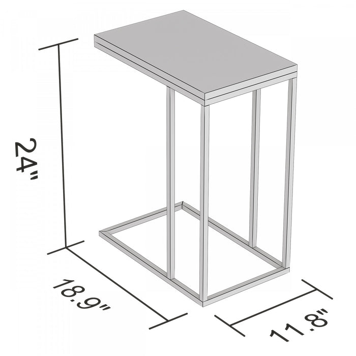 Table de bout en forme de C de 19 po avec armature en métal