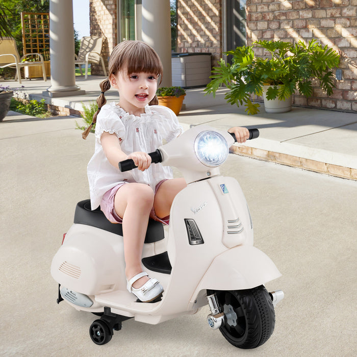 Costway Enfants Rouler Sur Moto Avec Roues D'entrainement Phare Corne 6v Batterie Blanche
