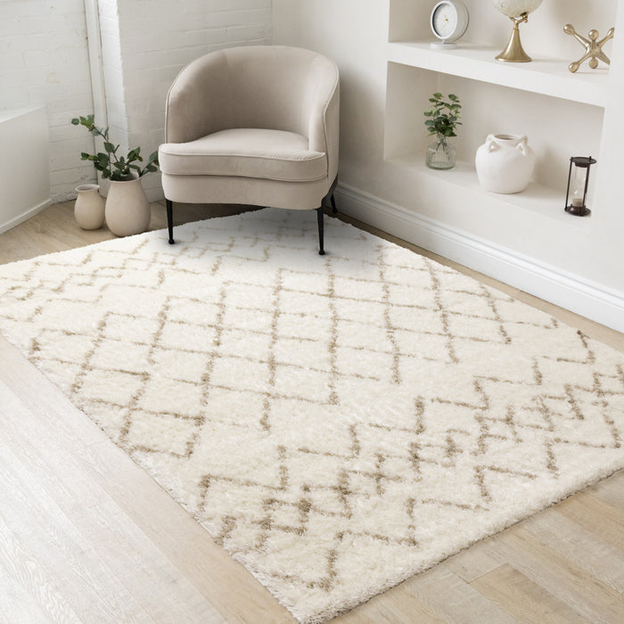 Tapis Taylor creme en treillis marron, 7'10\" x 10'6\"
