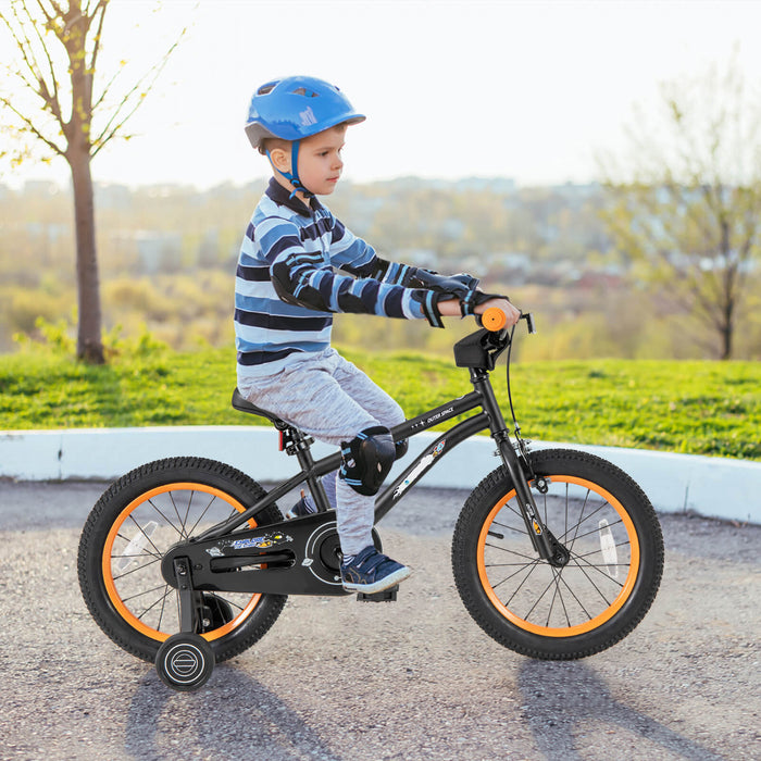 Velo Costway 16 Pouces Pour Enfants De 4 A 7 Ans Avec Selle Reglable Et Guidon Antiderapant Noir