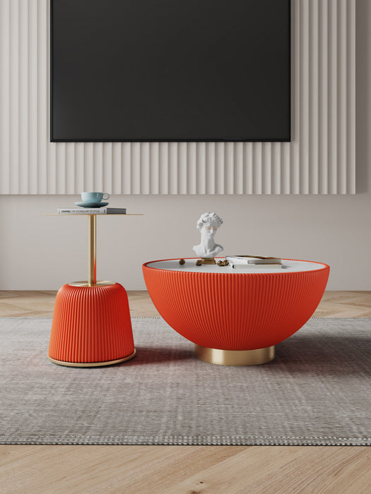 Ensemble de 2 tables Anderson Modern : table basse et table d’appoint, orange